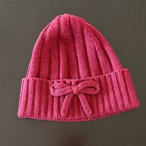 kate spade Ribbed Bow Cuff Beanie in Berry